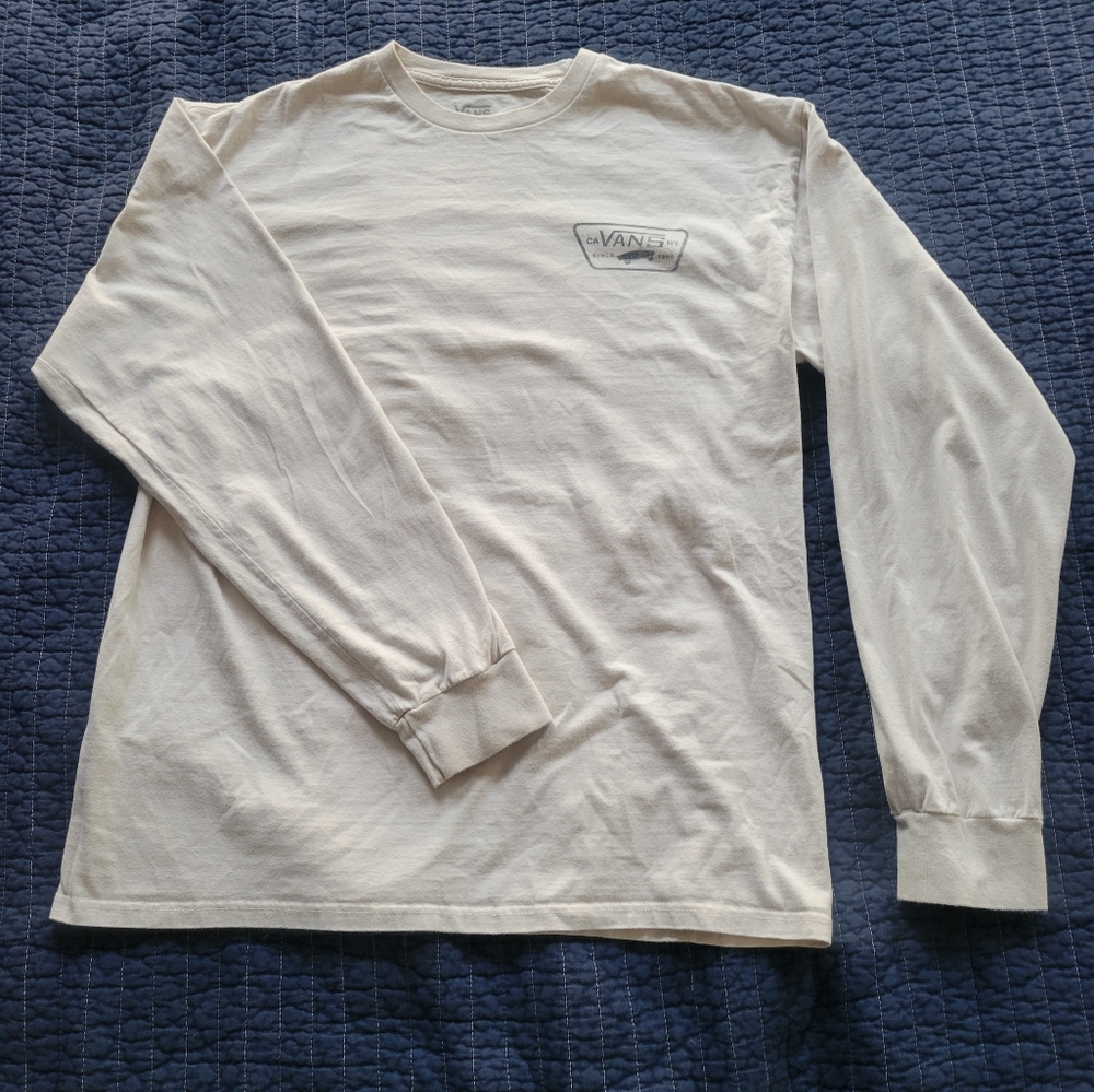 VANS mens beige long sleeve shirt size large